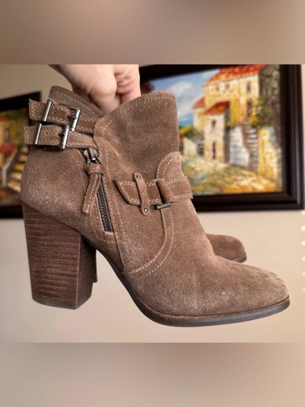 Gianni Bini Brown Suede Leather Marbess Ankle Booties 9.5